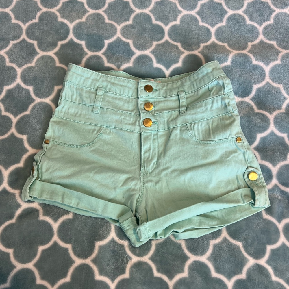 Refuge Green High Waist Shorts